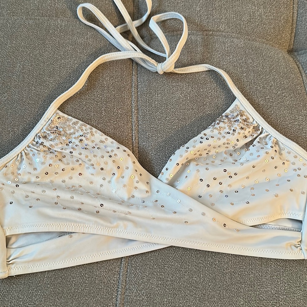 VS PINK WHITE SEQUIN BIKINI TOP